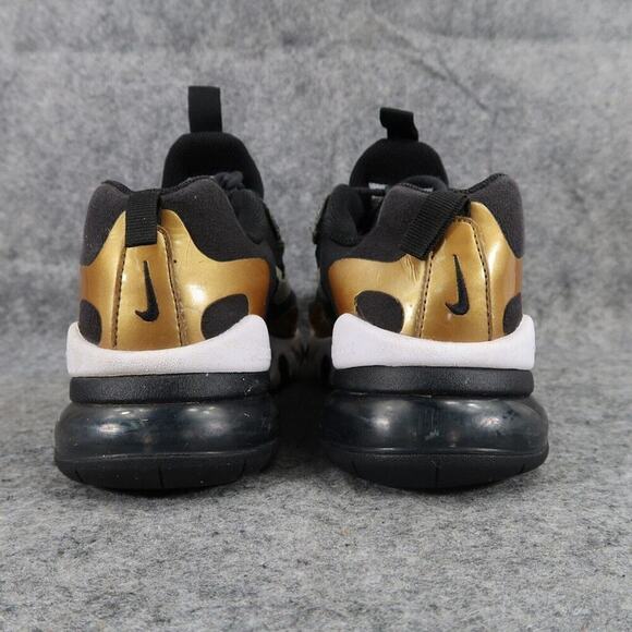 Nike Shoes Kids 4Y Sneakers Air Max 270 React Black Gold Athletic Sport Trainers - Picture 6 of 15